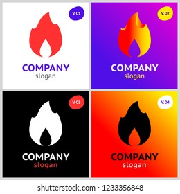 fire flames, new colored set on gradient background