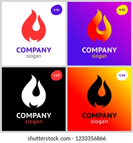 fire flames, new colored set on gradient background