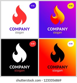 fire flames, new colored set on gradient background