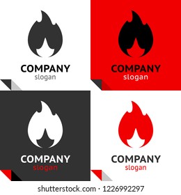 Fire flames, new set four colored variants for your logo