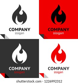 Fire flames, new set four colored variants for your logo