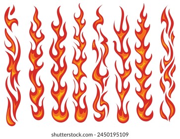 Fire flames new set stock vector design