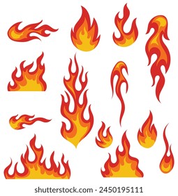 Fire flames new set stock vector design