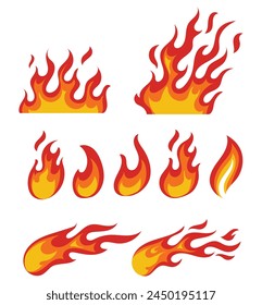 Fire flames new set stock vector design