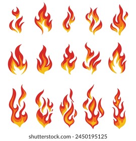 Fire flames new set stock vector design