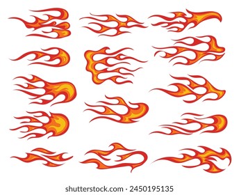 Fire flames new set stock vector design