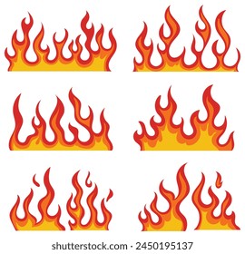 Fire flames new set stock vector design