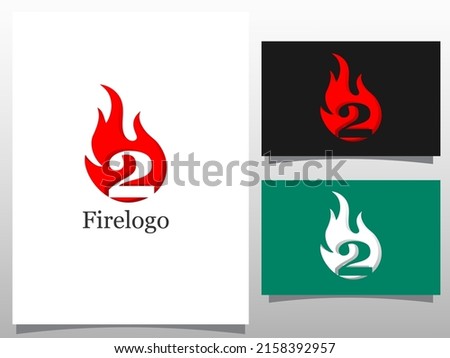 fire flames with number 2 logo design vector illustration