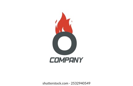 Feuerflammen O roter Buchstabe Alphabet Logo Icon Design mit HELLSCHWARZ Farbe für Unternehmen und Unternehmen