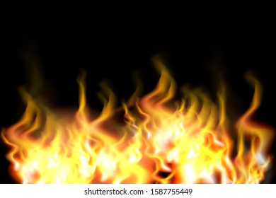Fire flames on black background.