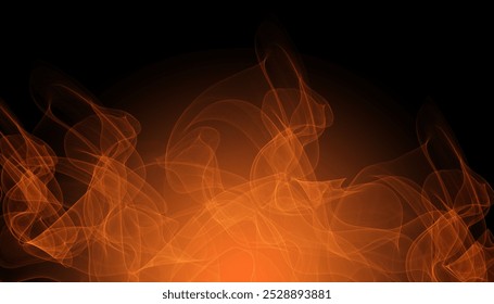 Fire flames on black background. Fire flame motion pattern abstract texture. Burning fire, flame overlay background. Abstract dark glitter fire particles lights