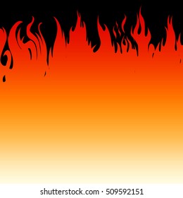 Fire flames on a black background. Vector illustration