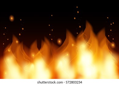 Fire flames on a black background. Fire. Vector illustration.Background.