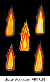 Fire. The flames on a black background for your design.