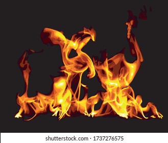Flammen auf schwarzem Hintergrund,Vektor-Abbildung,eps8