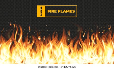 Fire flames on transparent background - vector illustration