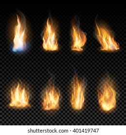 Fire Flames On A Transparent Background. 