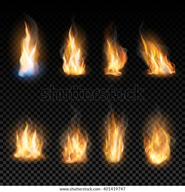 Fire Flames On Transparent Background Stock Vector (Royalty Free) 401419747