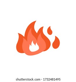 Fire flames on white background. Vector illustration in trendy flat style.