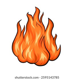 Fire Flames on White Background, Orange Flame Icon, Vector Fire Art for Energy Design and Decor Trends, Vector Design, Illustration

