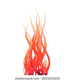 Incêndios chamas sobre fundo branco. Ilustração vetorial.