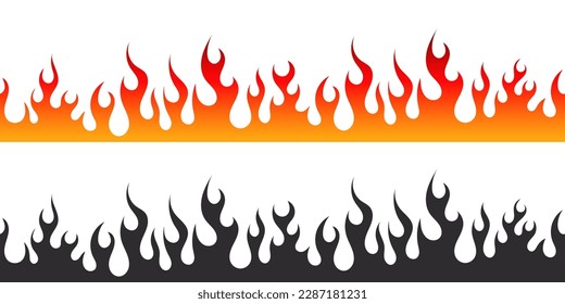 Fire flames. Painted flames. Cartoon campfire. Black and red fiery flames. Vector scalable graphics