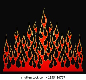 Fire flames, red and yellow gradient colored, isolated vector element