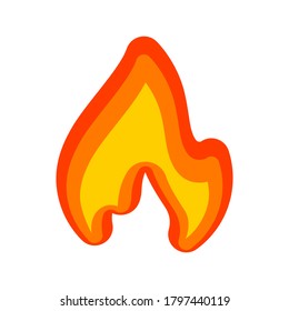 Fire flames, red yellow icon, vector illustration