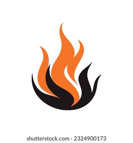 Fire Flames in scarlet style on a white background. Flat fire. Fire sign. Vector illustration