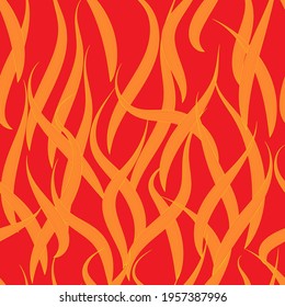 Fire flames seamless pattern. Hand-drawn red and orange flame pattern. Fire sign background. Vector design.