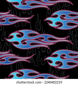 Fire flames seamless pattern vector illustration. Vector fire seamless background for wallpaper, wrapping, packaging, fabric and textile design.
