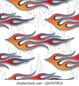 Fire flames seamless pattern vector illustration. Vector fire seamless background for wallpaper, wrapping, packaging, fabric and textile design.