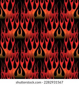 Fire flames seamless pattern vector illustration. Vector fire seamless background for wallpaper, wrapping, packaging, fabric and textile design.