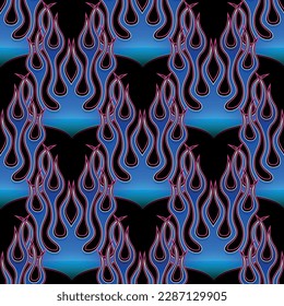 Fire flames seamless pattern vector illustration. Vector fire seamless background for flame wallpaper, wrapping, packaging, fabric and textile design.