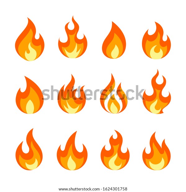 Fire Flames Set Colourful Flames Stock Vector (Royalty Free) 1624301758 ...