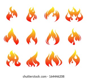 Fire  flames  set  icons