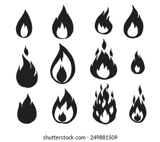 Fire flames, set of icons