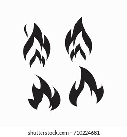 Fire flames, set icons