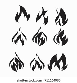 Fire flames, set icons