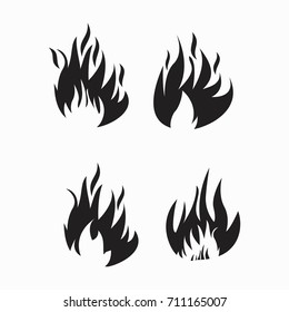 Fire flames, set icons