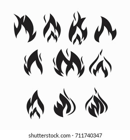 Fire flames, set icons