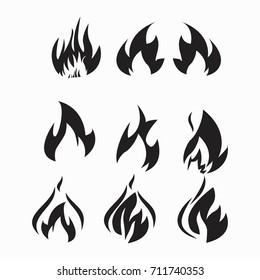 Fire flames, set icons