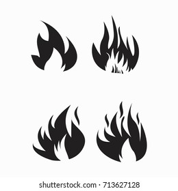 Fire flames, set icons