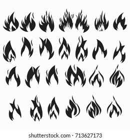 Fire flames, set icons