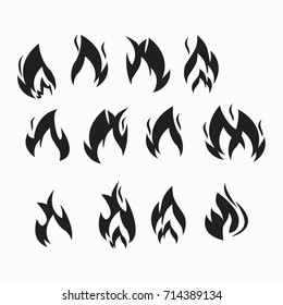 Fire flames, set icons