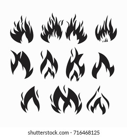 Fire flames, set icons