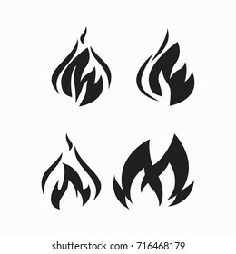 Fire flames, set icons