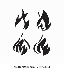 Fire flames, set icons
