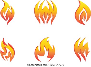 Fire flames, set icons, illustration vector art