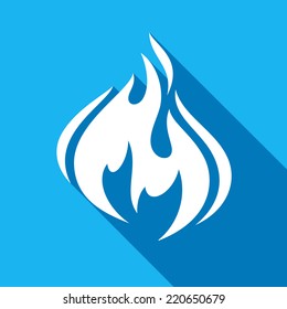 Fire flames, set icons with shadow on a square shape-02